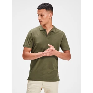 Khaki polo tričko Jack & Jones - Pánské