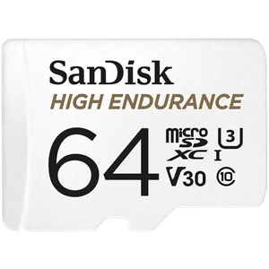 Pamäťová karta SanDisk microSDXC High Endurance Video 64 GB + adaptér (SDSQQNR-064G-GN6IA) karta je ideální pro palubní kamery a domácí monitorovací a