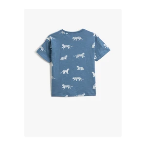 Koton Tiger Print T-Shirt Short Sleeved Crew Neck Pocket Detailed Cotton.