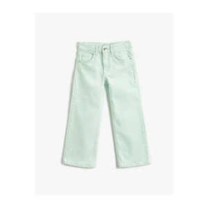 Koton Straight Leg jeans with pockets, a relaxed fit - Straight Jeans with an Adjustable Elastic Waist.