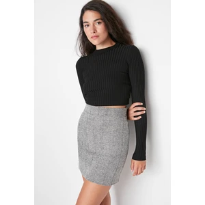 Trendyol Black A-line Stamp Fabric Mini Woven Skirt