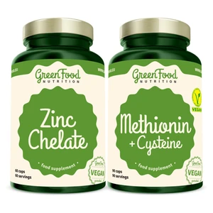 GreenFood Nutrition Methionin with Cysteine + Zinc Chelate sada (pro krásné vlasy, pleť a nehty)