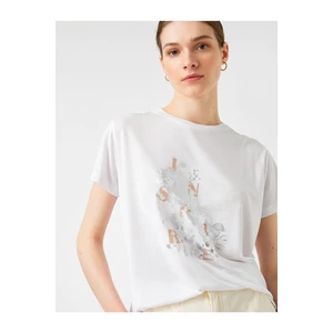 Koton Shiny Printed T-Shirt with Short Sleeves