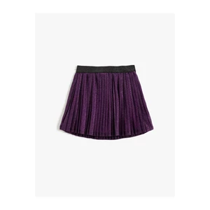 Koton Mini Pleated Skirt with Silvery Elastic Waist