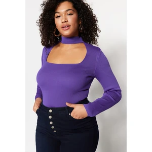 Trendyol Curve Purple Collar Detailed Knitwear Blouse