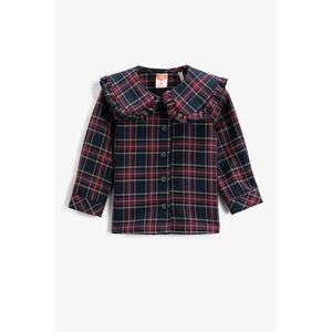 Koton Wide Baby Collar Shirt with Frill Detailed Long Sleeved Buttons.