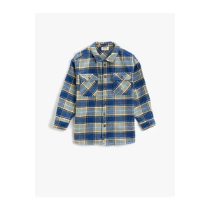 Koton Oversize Lumberjack Shirt with a flap and pockets, long sleeves and soft texture.