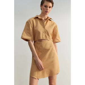 Trendyol Limited Edition Camel Shirt Mini Woven Dress