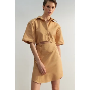 Trendyol Limited Edition Camel Shirt Mini Woven Dress