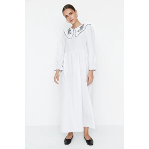 Trendyol White Baby Collar Embroidered Woven Dress