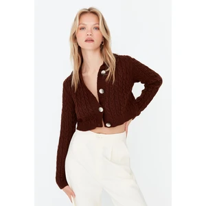 Trendyol Brown Crop Knitwear Cardigan