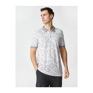 Koton Slim Fit Polo Neck T-Shirt with Floral Buttons and Short Sleeves.