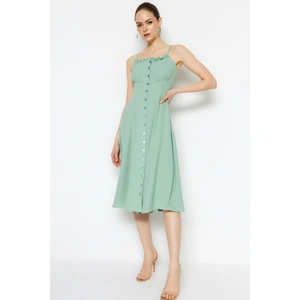 Trendyol Mint Midi Woven Button Detailed Dress