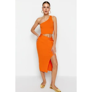 Trendyol Orange Crop Knitwear Top and Bottom Set