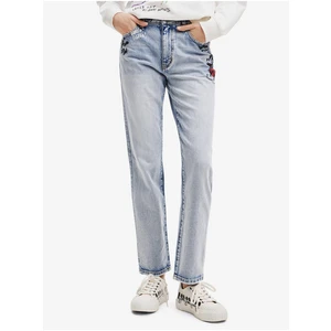 Light blue women straight fit jeans Desigual Mickey Rock - Women