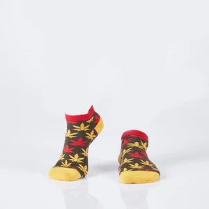 Khaki krátké ponožky pro ženy s barevnými listy