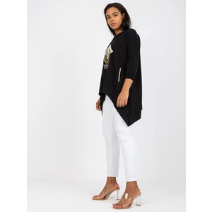 Black blouse of larger size with pockets