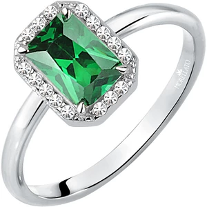 Morellato Třpytivý stříbrný prsten se zeleným kamínkem Tesori SAIW76 58 mm