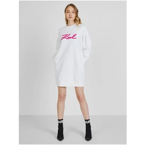 Šaty Karl Lagerfeld Karl Signature Sweat Dress - Bílá - Xs