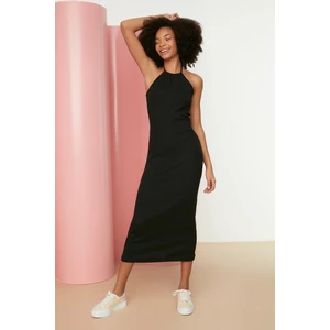 Trendyol Black Ribbed Knitted Dress