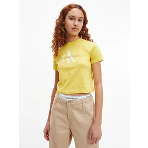 Yellow Women's T-Shirt with Calvin Klein Print - Women