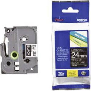 Brother TZ-355 / TZe-355, 24mm x 8m, bílý tisk/černý podklad, originální páska