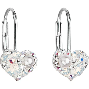 Evolution Group Srdíčkové náušnice s krystaly Swarovski 31125.9 white