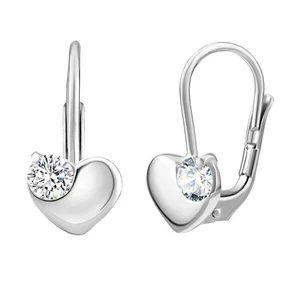 Silvego Nežné strieborné náušnice srdce s čírymi zirkónmi Swarovski SILVEGO70462s