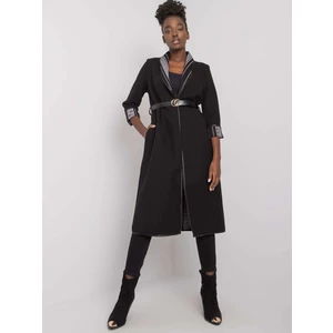 Black coat with pockets and belt