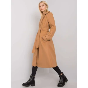 OH BELLA Camel long coat with a belt