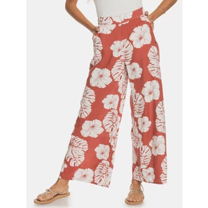 Cihlové květované široké kalhoty Roxy