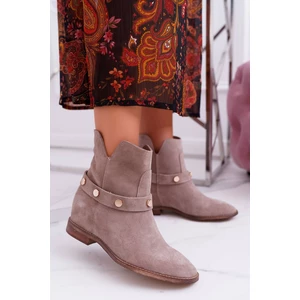 Women’s Boots Flat Laura Messi 1890 Leather Beige Darmah