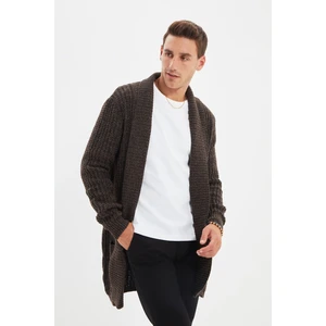 Trendyol Brown Men Regular Fit Shawl Collar Long Knitwear Cardigan