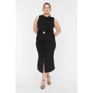 Trendyol Curve Black Belted Knitted Dress