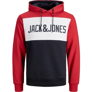 Jack&Jones PLUS Pánská mikina JJELOGO 12173965 Tango Red 5XL