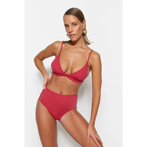 Trendyol Claret Red Triangle High Waist Two-piece Bikini Set