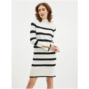 Orsay Black and Cream Women's Striped Sweater Dress - Women