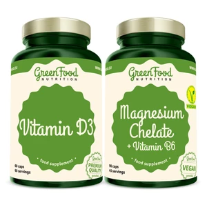 GreenFood Nutrition Magnesium Chelate with Vitamin B6 + Vitamin D3 sada (na podporu imunitného systému)