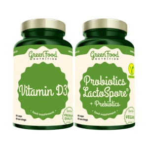 GreenFood Nutrition Probiotics Lactospore® with Prebiotics + Vitamin D3 sada (na podporu trávenia)