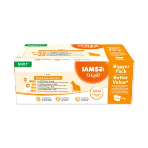 Kapsička Iams Delights mořské a suchozem. maso v želé multipack 72x85g