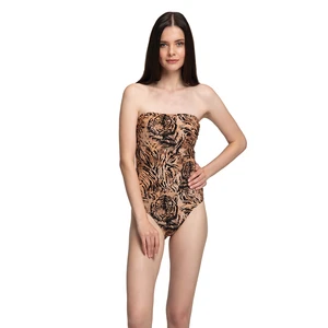 Dagi Black Tiger Patterned Strapless Swimwear