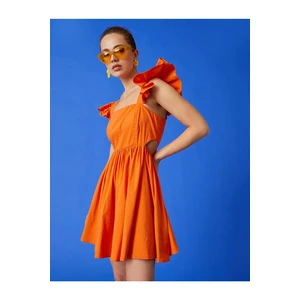 Koton Frilled Straps Mini Dress with Window Detail Cotton
