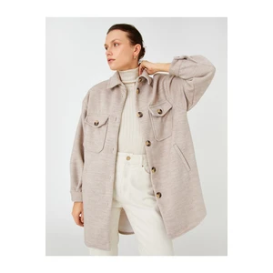 Koton Oversized Jacket Shirt Collar with Pockets and Buttons