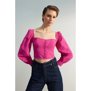 Trendyol Fuchsia Woven Balloon Sleeve Blouse