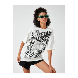 Koton Printed T-Shirt, Crew Neck Short Sleeved