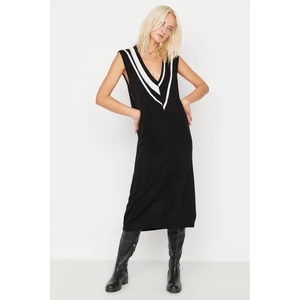 Trendyol Black Black Midi Knitwear Striped Dress