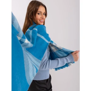 Blue and gray patterned scarf