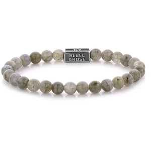 Rebel&Rose Stříbrný korálkový náramek Labradorite Shield RR-6S005-S 17,5 cm - M