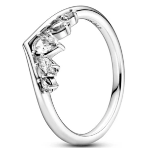 Pandora Nežný strieborný prsteň s kamienkami Wishbone 199109C01 54 mm