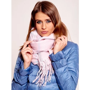 Pink tartan scarf with fringes